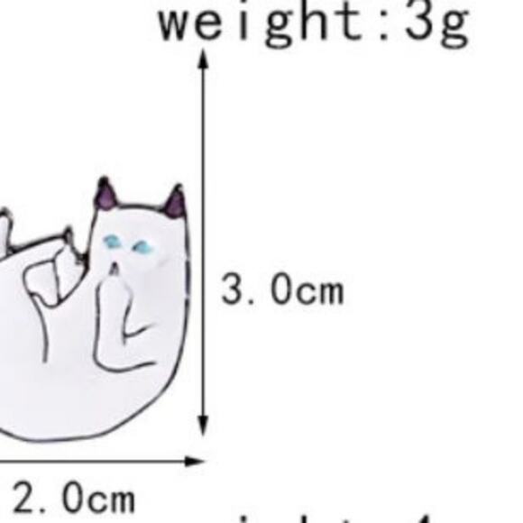 Middle Finger Cat Kitten Pin Brooch - Picture 3 of 3